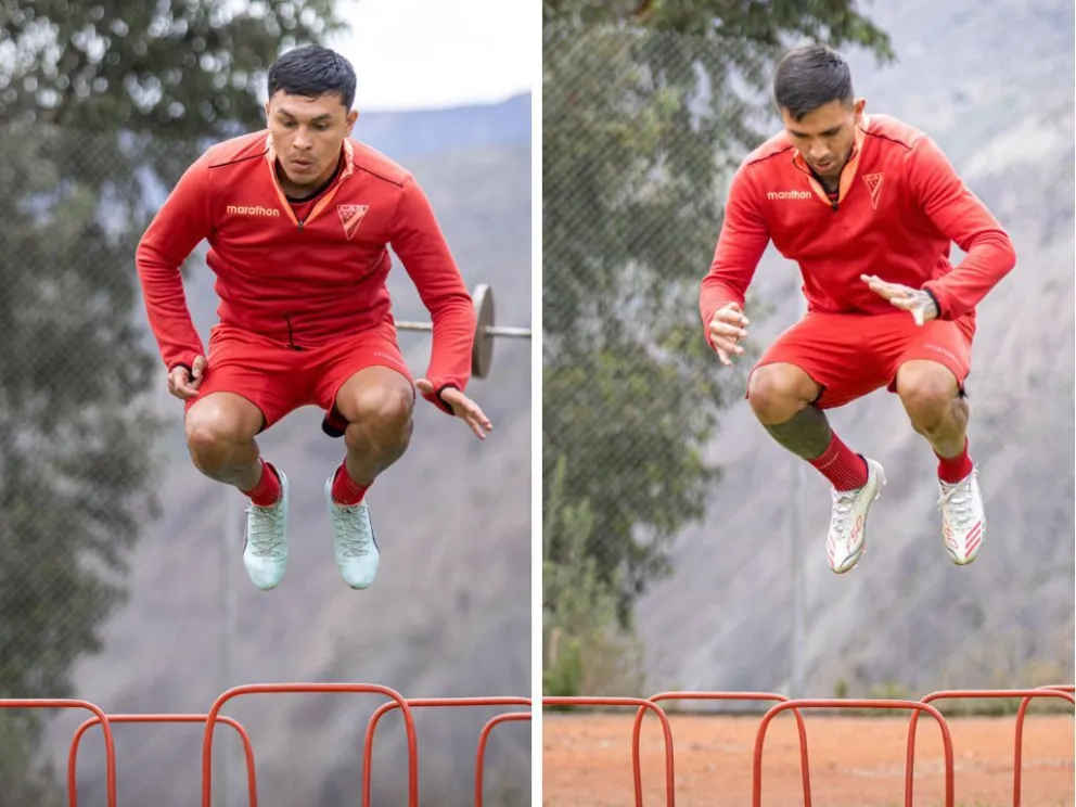 Héctor Bobadilla (izq.) y Héctor Cuéllar, jugadores de Always, en un entrenamiento. Fotos. Club Always Ready