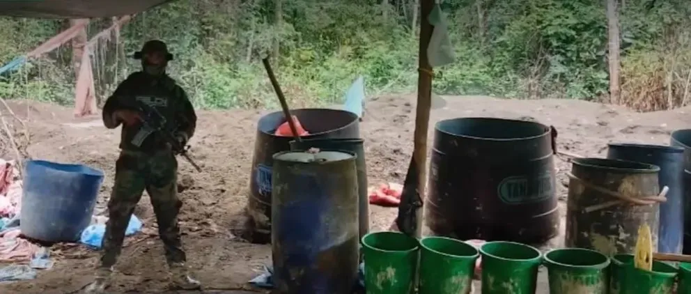 Felcn destruyó 18 fábricas de pasta base de cocaína. Foto: Unitel