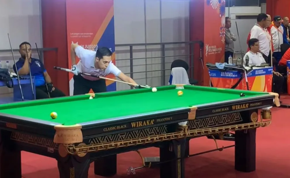 Villarroel durante su partida de semifinales en Individual Heyball. Foto: Captura de pantalla.