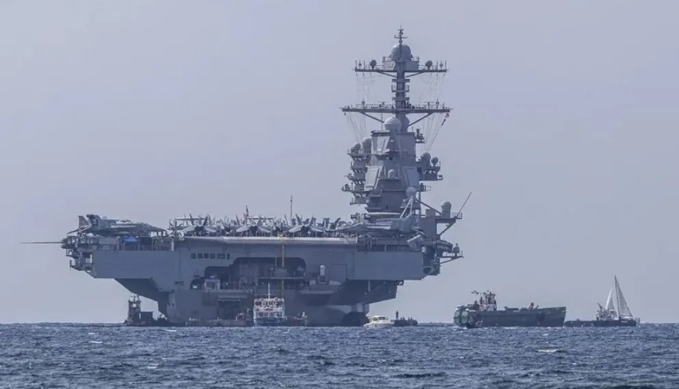 El portaviones estadounidense USS Gerald R. Ford en el Caribe. Foto: EFE