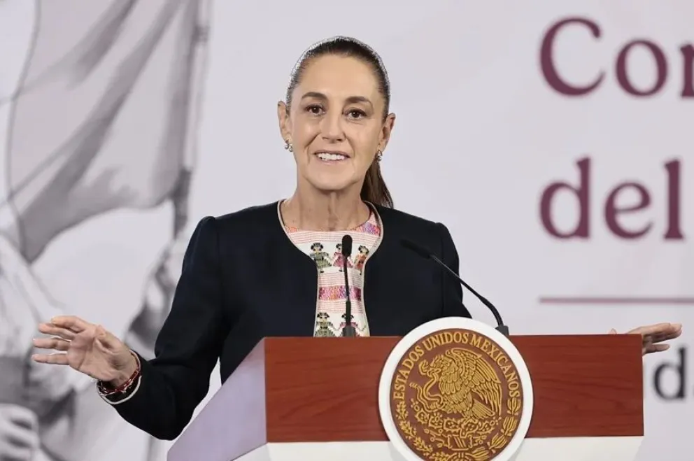 Claudia Sheinbaum en una rueda de prensa este jueves, en el Palacio Nacional de Ciudad de México. Foto: EFE