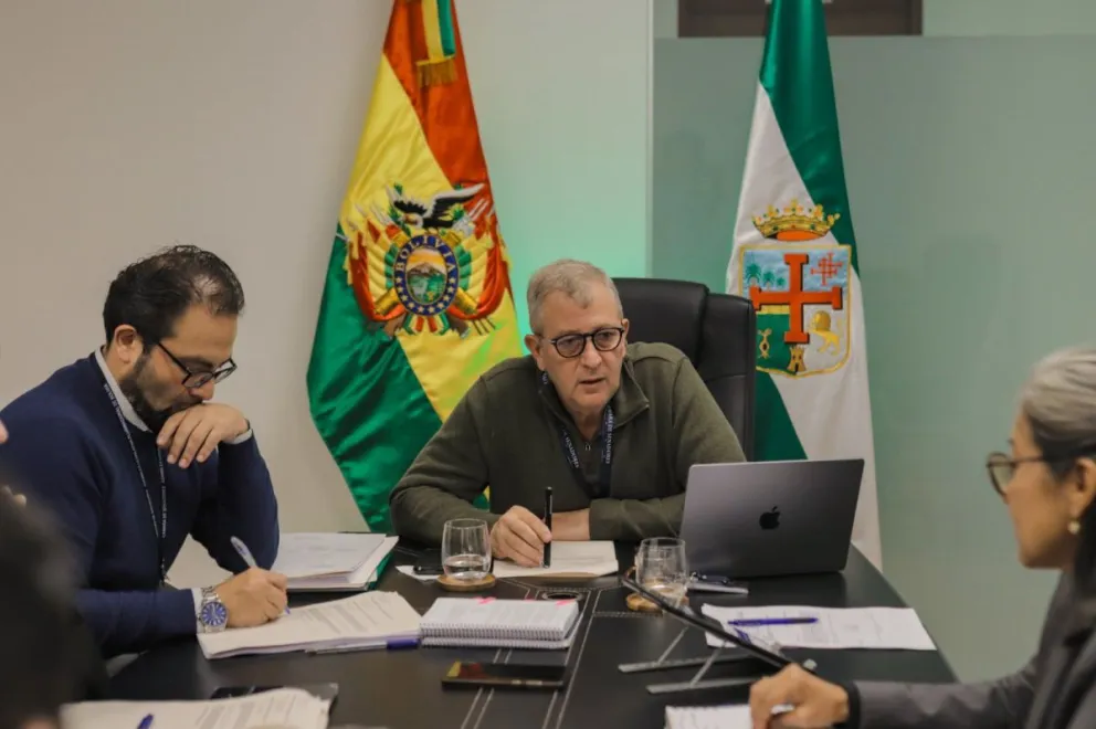 Marinkovic, durante la sesión de la Comisión de Tierra y Territorio, en el Senado. Foto: @BrankoSCZ (X)