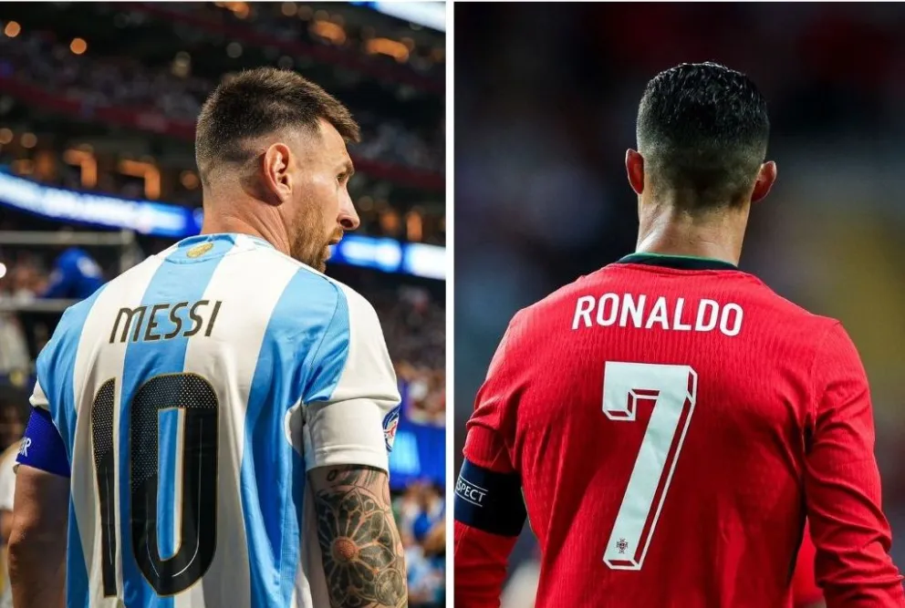 Messi (izq.) y Cristiano con sus selecciones.
