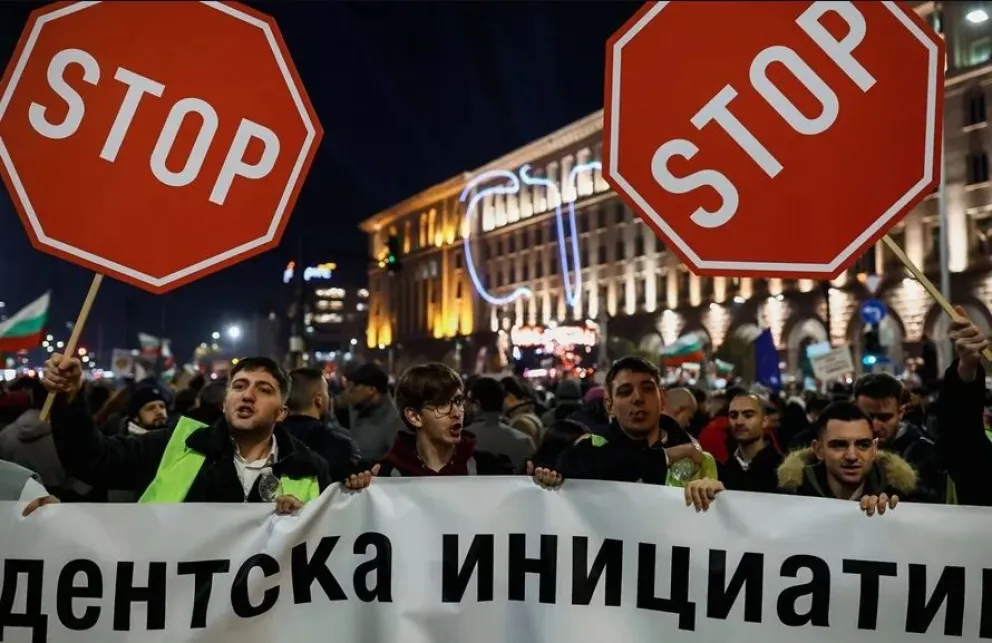 Las protestas de varios sectores el miércoles en Sofía. Foto: EFE