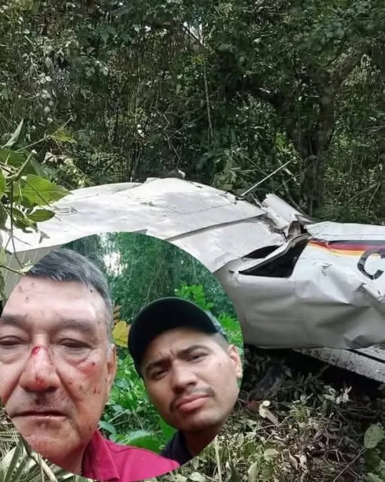 Imágenes de la avioneta que se precipitó en Trinidad y los dos sobrevivientes. Foto:  JC Noticias Trinidad