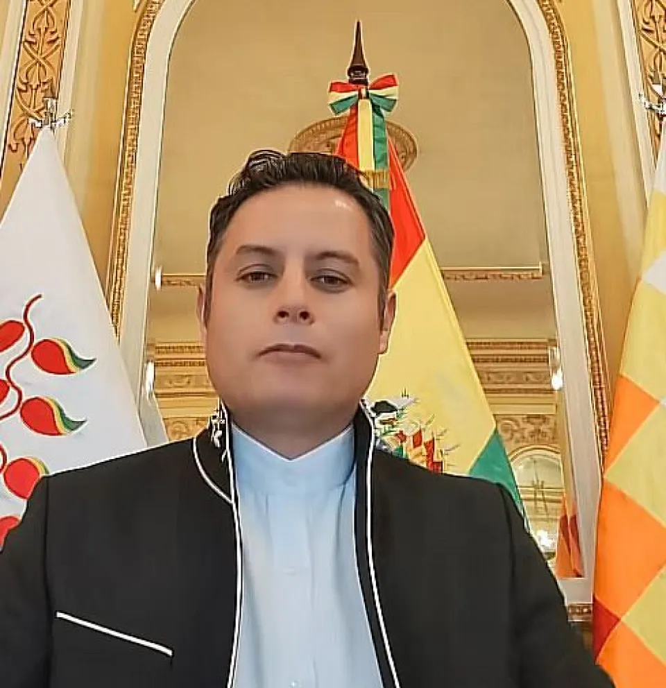 El vicepresidente de Bolivia y líder de la agrupación Nuevas Ideas con Libertad, Edmand Lara. Foto: Captura de video