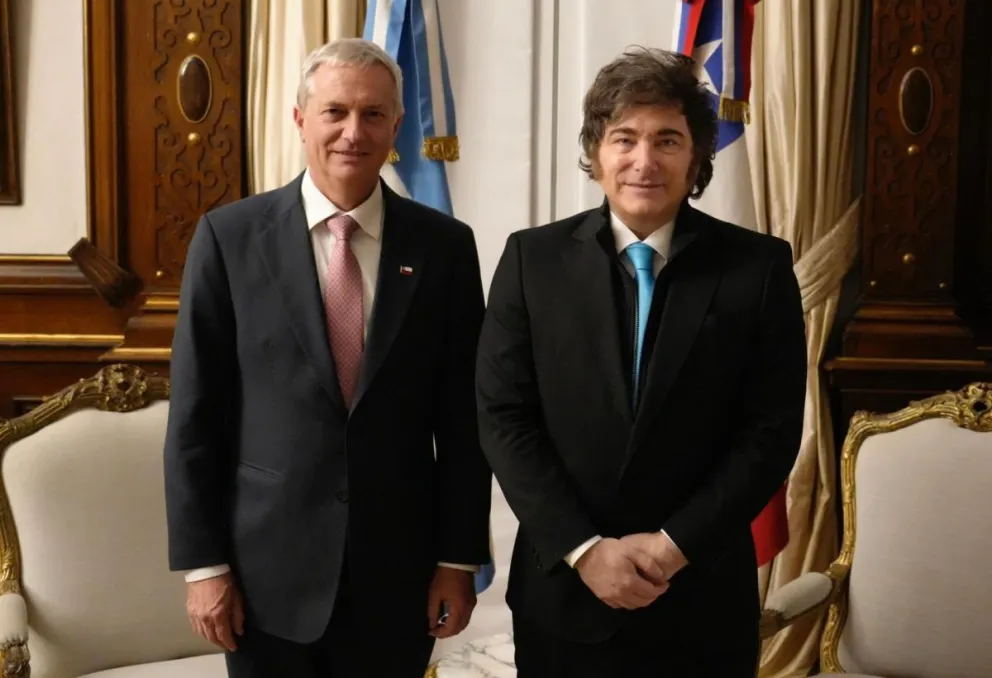 José Antonio Kast con Milei este martes en la Casa Rosada. Foto: @OPRArgentina
