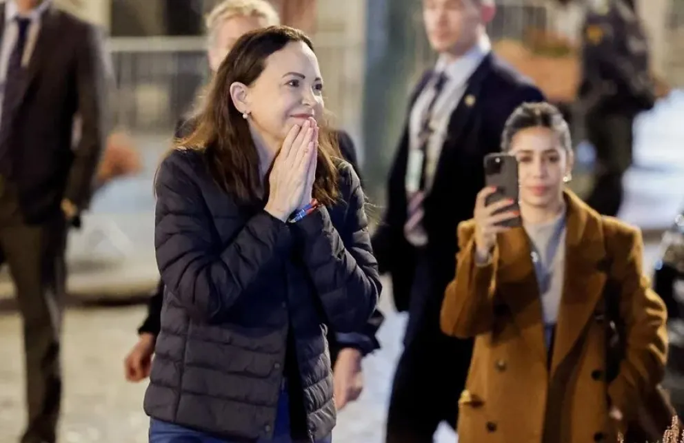 María Corina Machado durante su estadía en Oslo. Foto: EFE