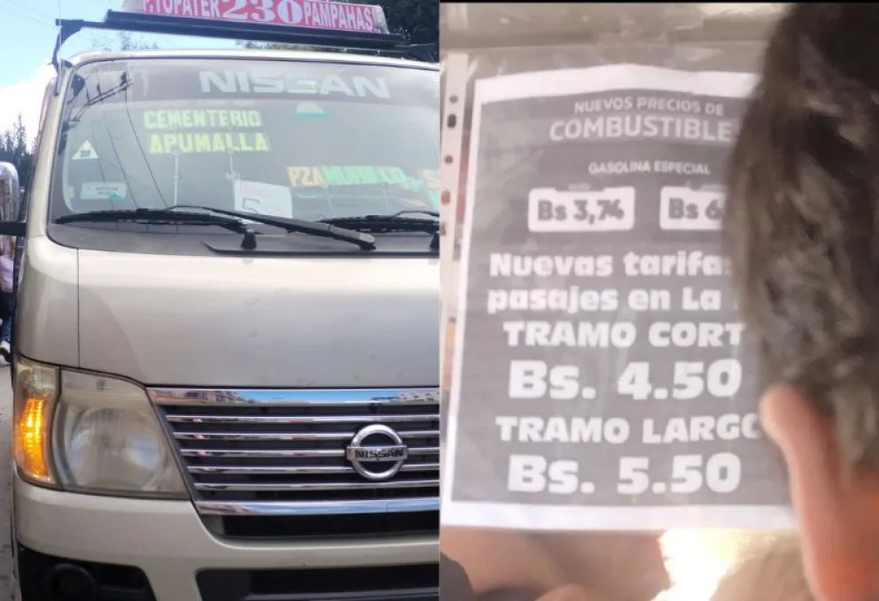 Fotos publicadas en redes sociales sobre las nuevas tarifas impuestas por los chóferes.