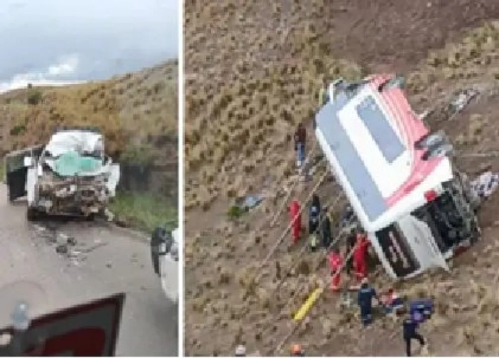 Ambos vehículos tras el grave accidente. Foto: Unitel