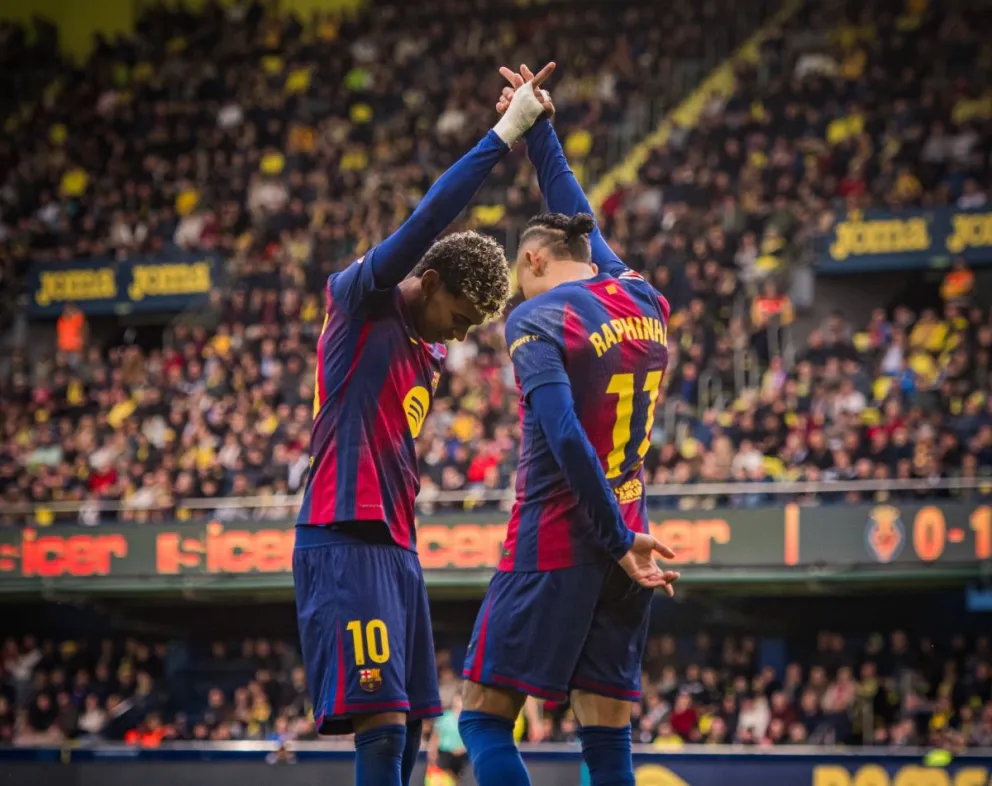 El festejo de los goleadores azulgranas. Foto: FCB