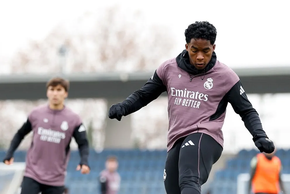 Endrick durante una práctica anterior del conjunto blanco. Foto: Real Madrid.