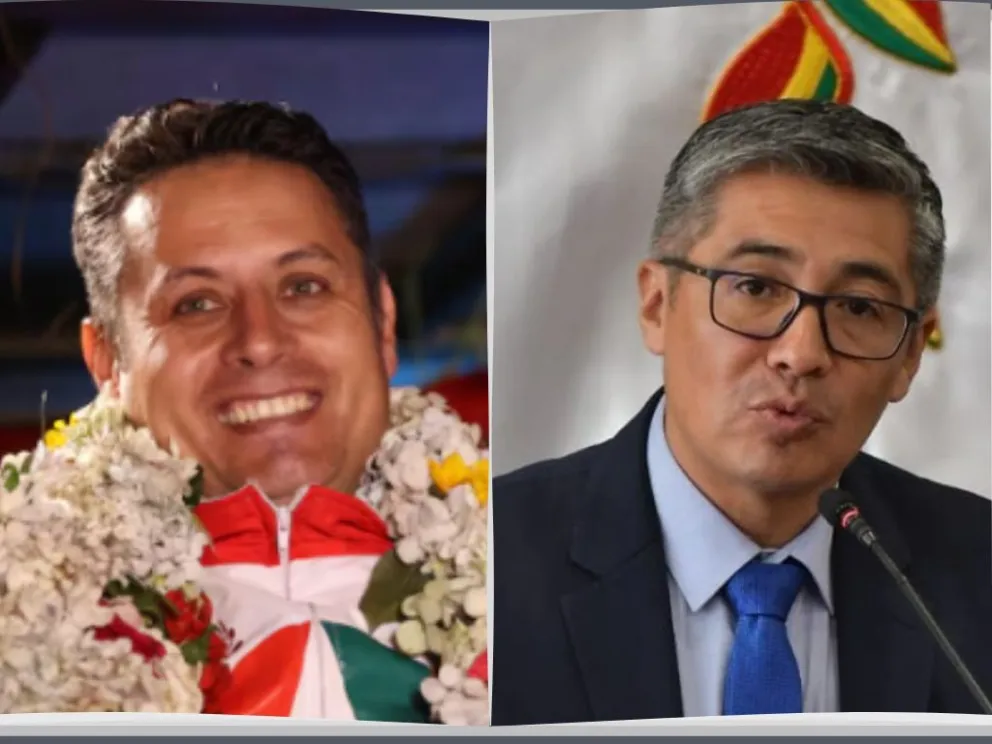 El vicepresidente Edmand Lara y el ministro de Economía, Gabriel Espinoza. Foto: Archivo