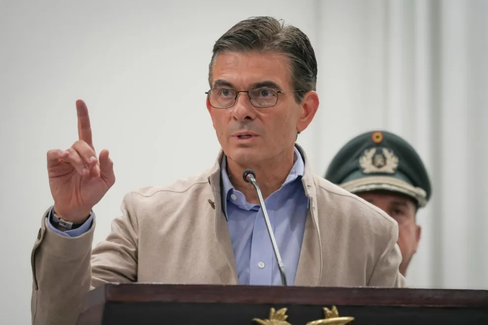 Paz, durante un acto con la prensa. Foto: Ministerio de la Presidencia