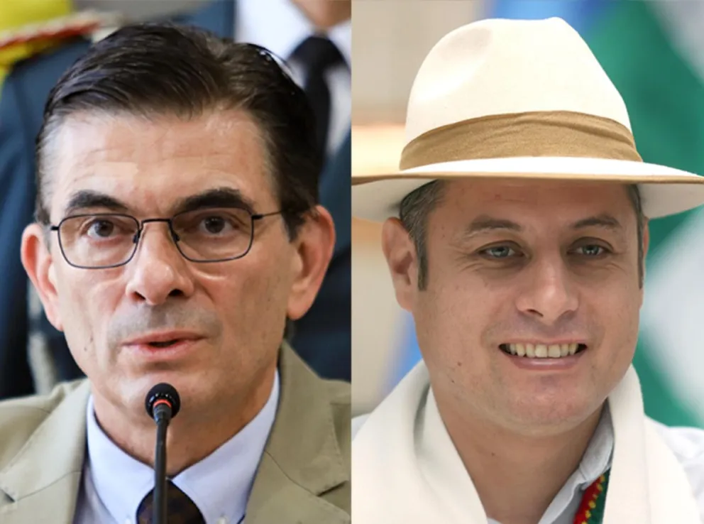 El presidente de Bolivia, Rodrigo Paz, y el vicepresidente de Bolivia, Edmand Lara. Foto: EFE