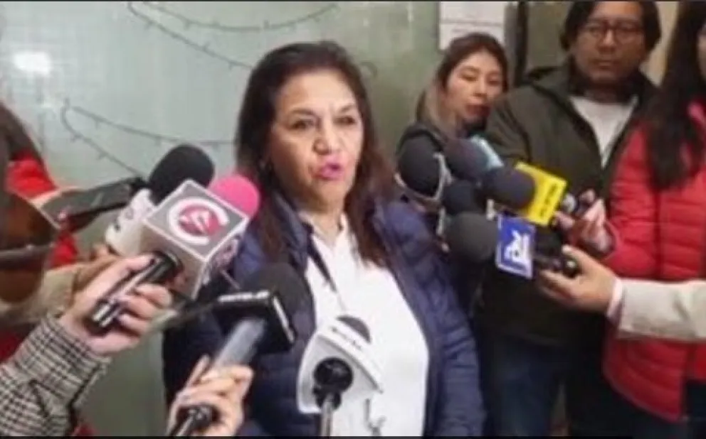 La diputada Julieta Jiménez hace declaracions a la prensa.