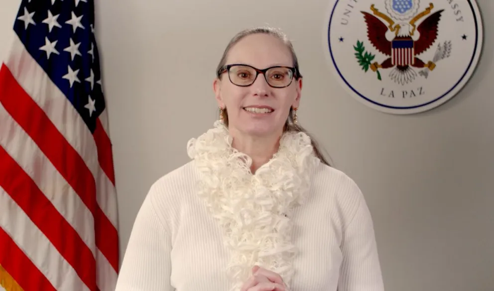 La jefa de la misión diplomática de Estados Unidos en Bolivia, Debra Hevia. Foto: Captura de video