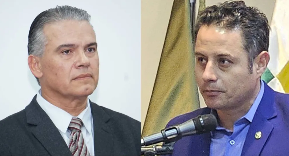 El viceministro Ernesto Justiniano y el vicepresidente Edmand Lara