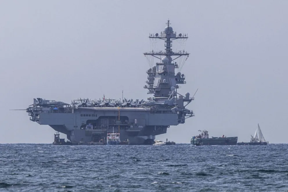 Fotografía de archivo del 3 de octubre de 2025 del portaviones nuclear estadounidense USS Gerald R. Ford en Palma (España). Foto: EFE