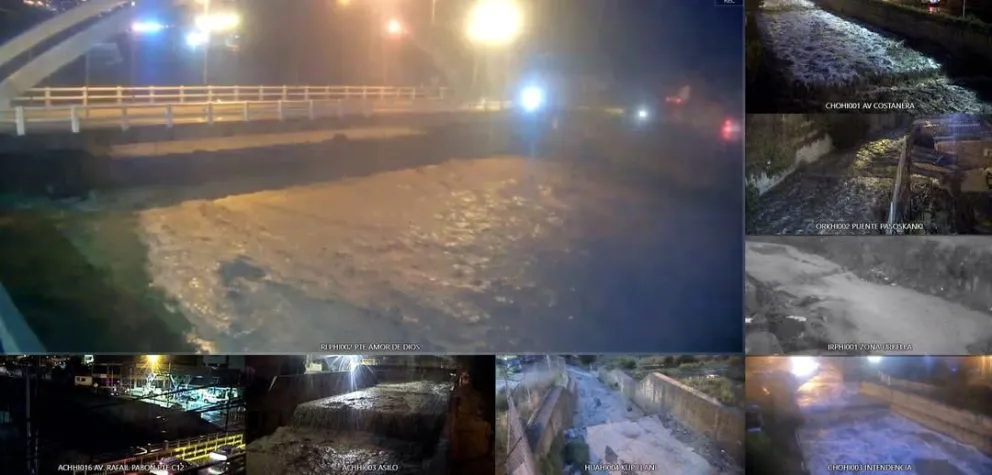 Imágenes del reporte de niveles de los ríos principales, a las 19:30. Foto: Alcaldía de La Paz 
