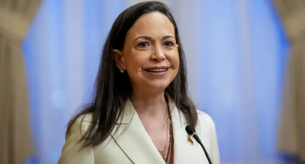 Imagen de archivo de María Corina Machado durante su visita al Parlamento noruego en Oslo. Foto: EFE