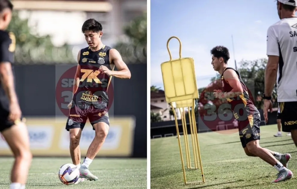 Imágenes de las primeras prácticas de Miguelito Terceros en la pretemporada. Crédito: Santos FC