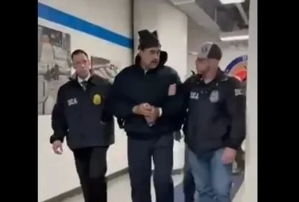 Maduro a su llegada a la sede de la DEA el sábado, en Nueva York. Foto: Captura de video / EFE /  Rapidresponse47