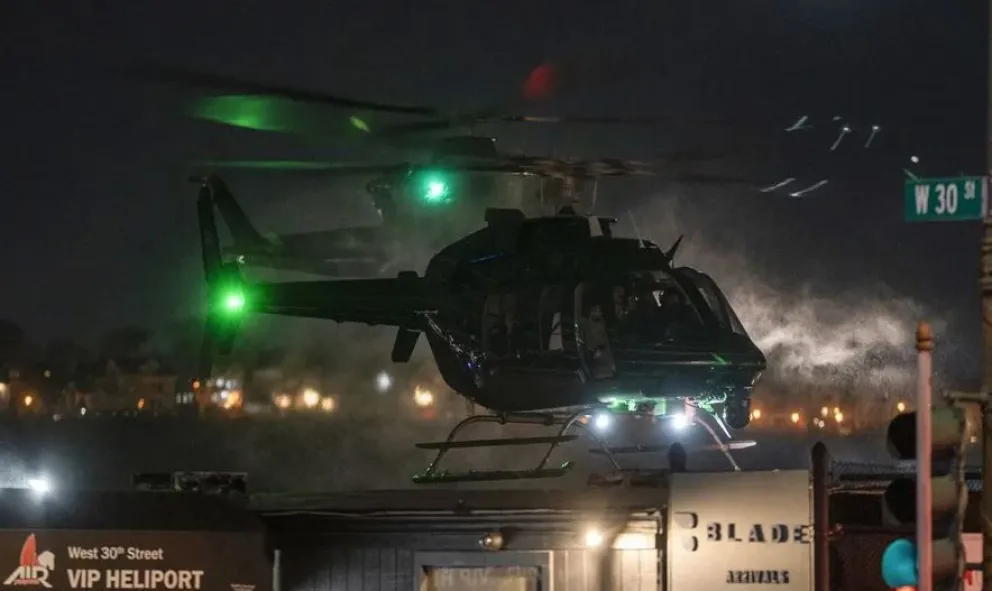 Un helicóptero traslada a Maduro, en Nueva York el sábado 3 de enero. Foto: EFE