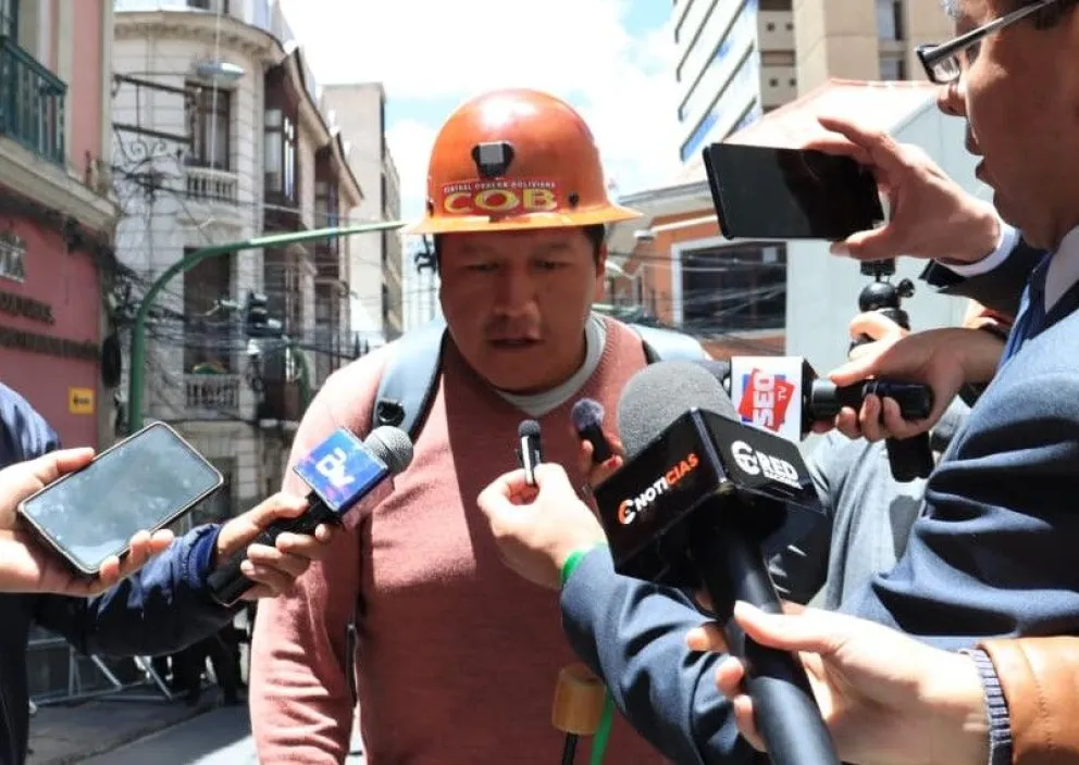 Mario Argollo, máximo dirigente de la Central Obrera Boliviana (COB), el lunes. Foto: APG