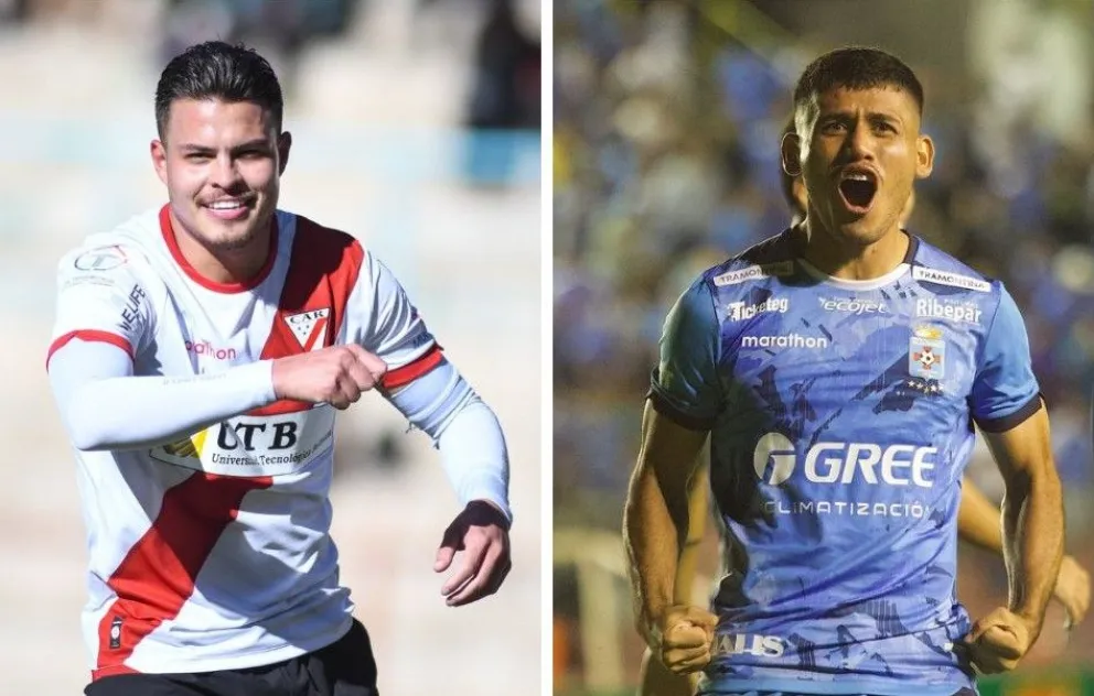 Roler Ferrufino (izq.) y Samuel Garzón festejan goles para Always y Blooming, respectivamente.