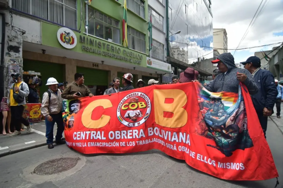 Las marchas de la COB, que continúan en La Paz. Foto: APG