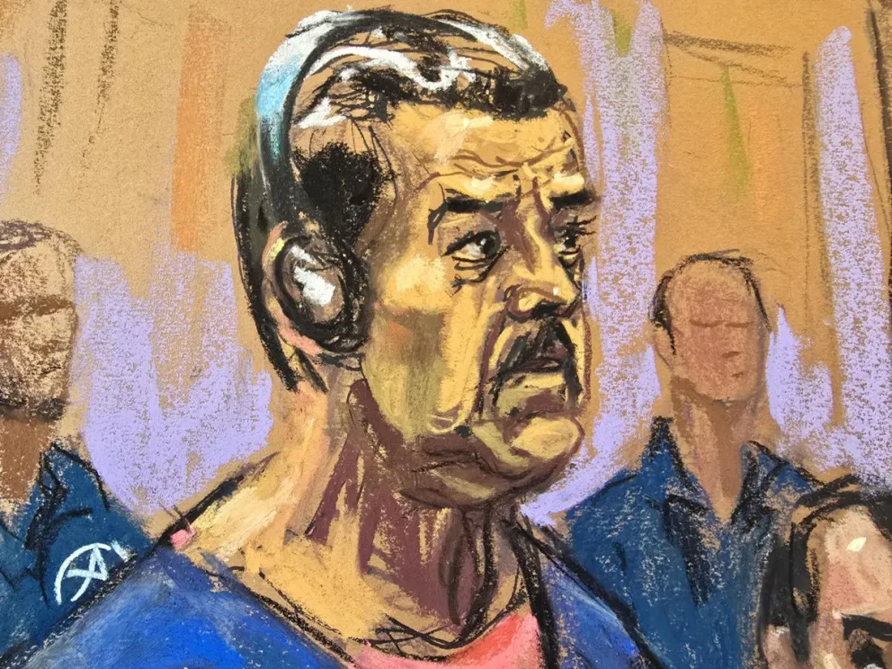 Fotografía del 5 de enero de 2026 de un dibujo realizado por la artista Jane Rosenberg donde aparece el presidente de Venezuela, Nicolás Maduro, compareciendo ante un tribunal federal, en Nueva York (EE.UU.). Foto: EFE