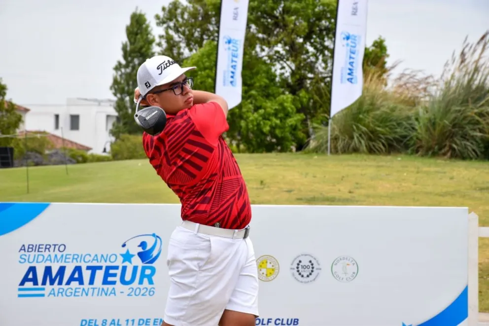 Vicente Quiroga durante la segunda ronda del Abierto Sudamericano Amateur. Crédito: AAG
