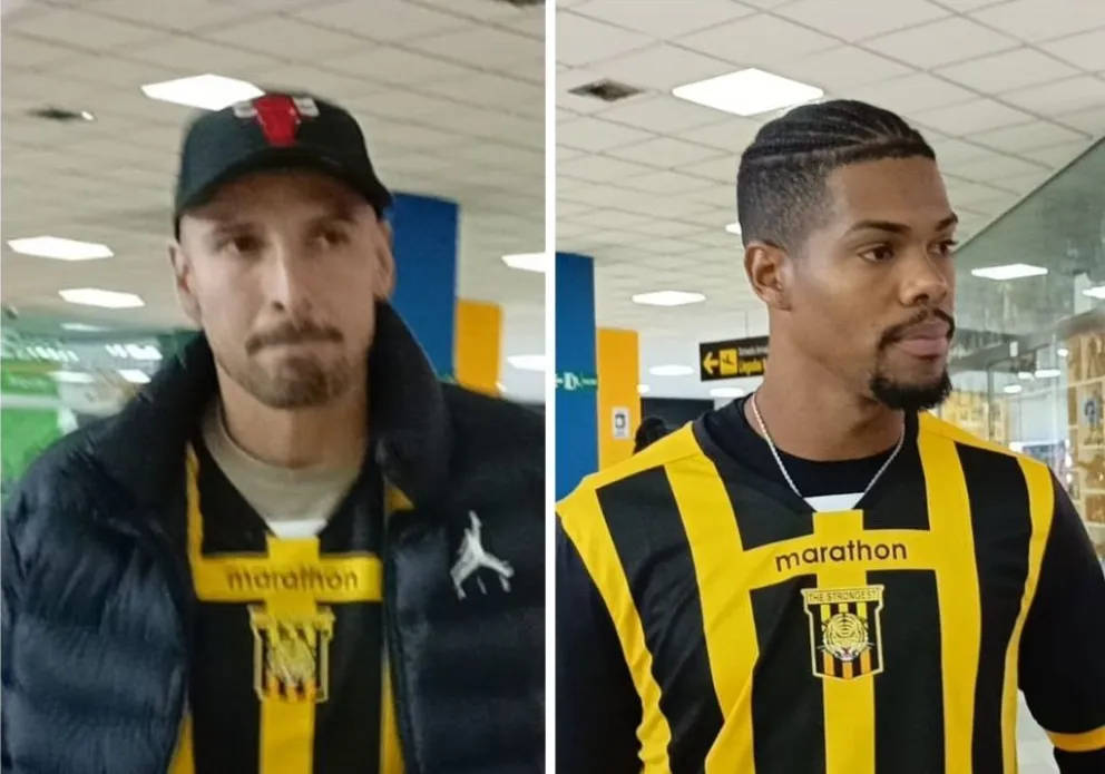 Moya (izq.) y Ventura, tras llegar a La Paz. Fotos: Ismael Mostajo - Futbolacho.