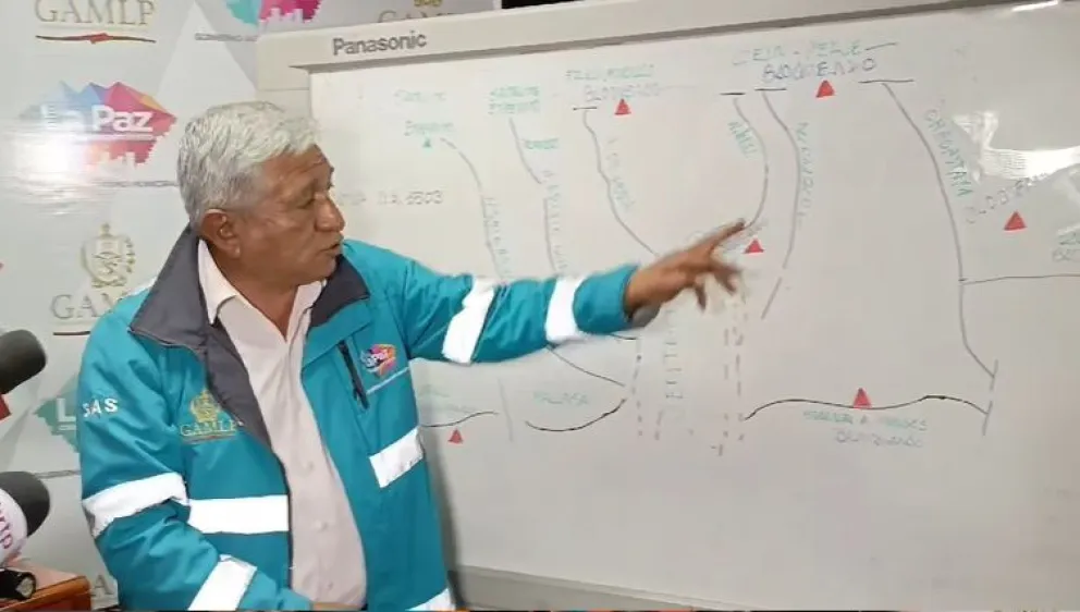 El alcalde de La Paz muestra en un gráfico los puntos de bloqueo.