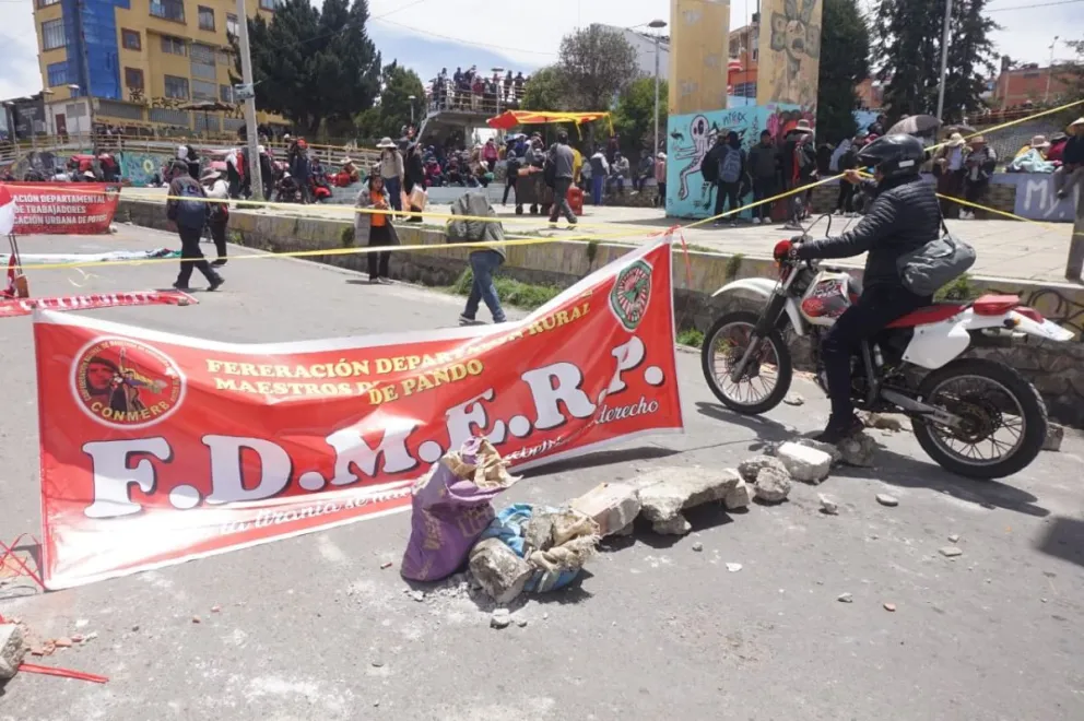 Un bloqueo el domingo en el marco de las protestas de la COB.