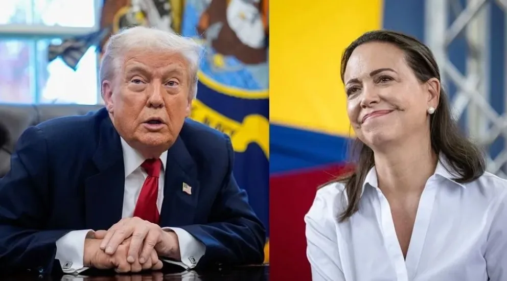Trump y María Corina Machado en imágenes de archivo. Foto: EFE