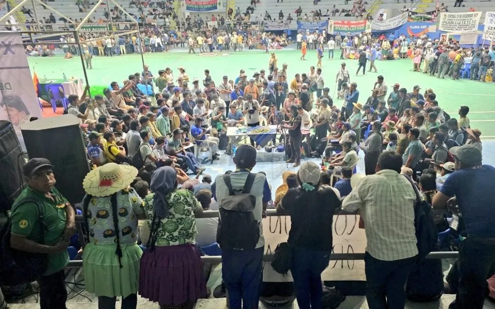Evo Morales en una reunión en el Trópico de Cochabamba en una imagen tomada de sus redes.
