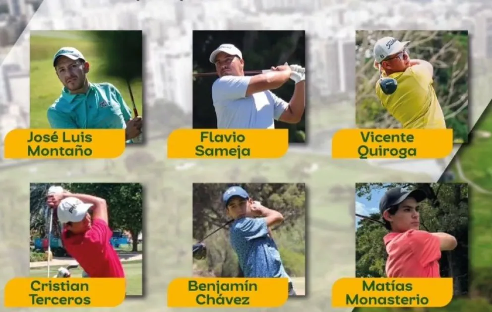 Los seis golfistas nacionales que competirán en Perú. Arte: Federación Boliviana de Golf.