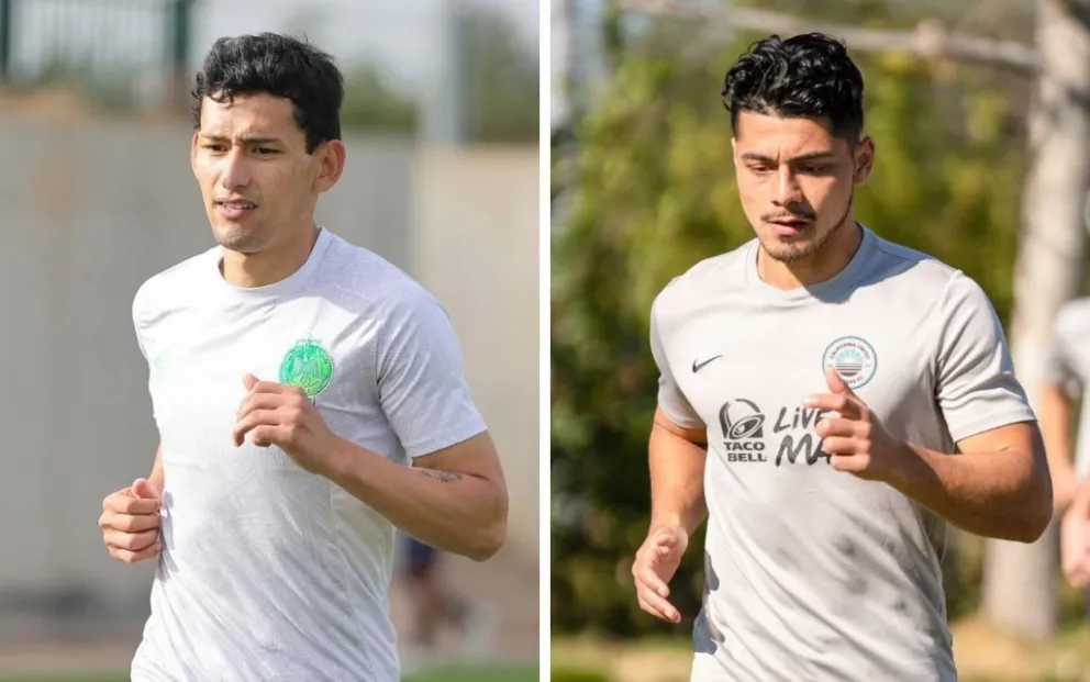 El delantero boliviano Víctor Abrego (izq.) y el atacante guatemalteco Darwin Lom. Fotos: internet