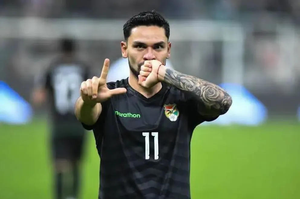 Algarañaz celebra un gol que marcó con el seleccionado. Foto: AD