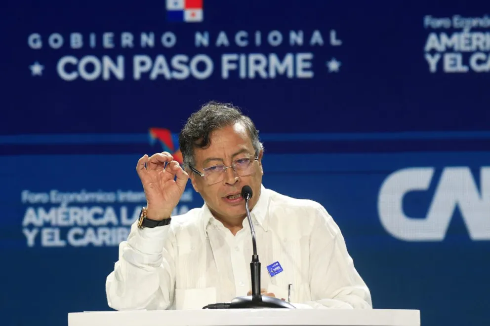 El presidente de Colombia, Gustavo Petro, habla durante el Foro Económico Internacional América Latina y el Caribe 2026 este miércoles, en Ciudad de Panamá (Panamá). Foto: EFE