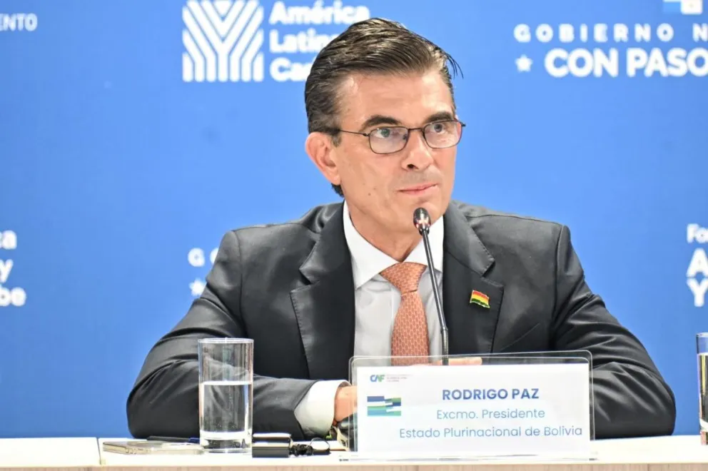 El presidente Rodrigo Paz Pereira en un encuentro de la CAF. Foto: Rodrigo Paz Pereira