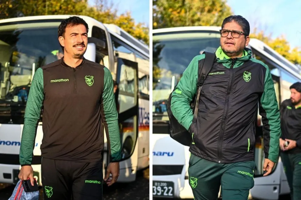 Guillermo Viscarra (izq.) y Óscar Villegas, arquero y director técnico de la Selección. Fotos: La Verde - FBF