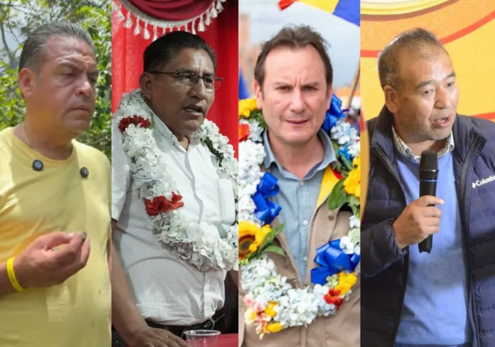 Los postulantes Luis Revilla, Félix Patzi, Ingvar Ellefsen y Andrés Gómez. Fotos: RRSS de los aspirantes 