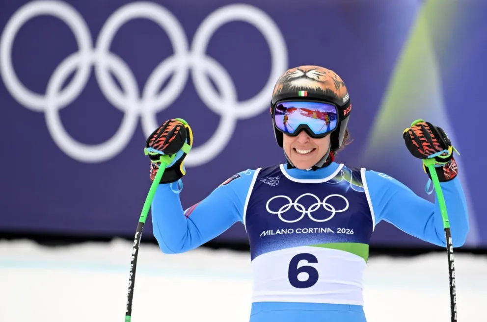 La italiana Federica Brignone tras proclamarse campeona olímpica de supergigante. Foto: EFE.