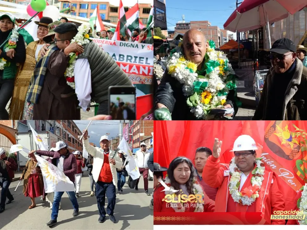 Algunos de los candidatos que pugna la silla de la Alcaldía de El Alto. Foto: Composición Visión 360