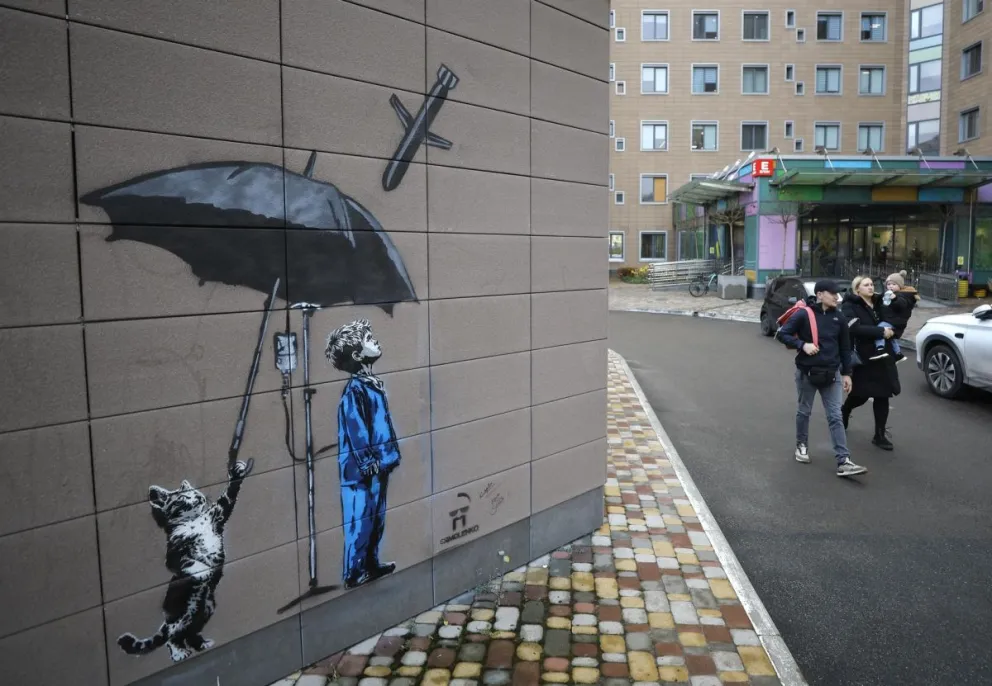 Imagen de archivo de un mural en el Hospital Infantil Okhmadyt en Kiev. Foto: EFE
