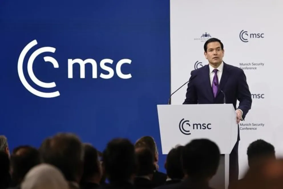 El secretario de Estado de Estados Unidos, Marco Rubio, habla durante la 62ª Conferencia de Seguridad de Múnich, Alemania. EFE