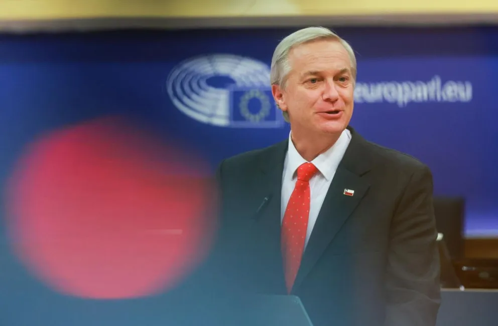 Fotografía de archivo del 3 de febrero de 2026 del presidente electo de Chile, José Antonio Kast, hablando en la VII Cumbre Transatlántica en Bruselas (Bélgica). Foto: EFE